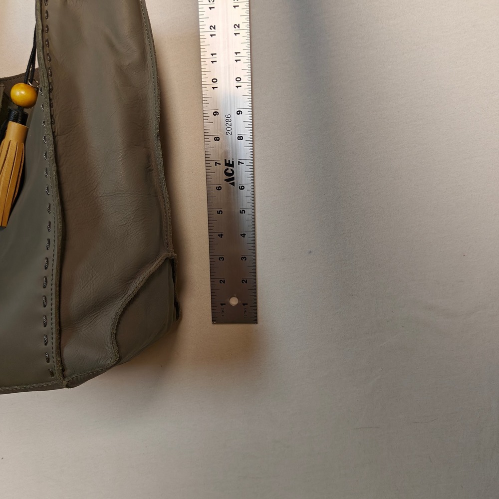 The Sak Grey Leather Tote Bag Whipstitch Hobo Shoulder Bag with Tassel Charm - Picture 7 of 8